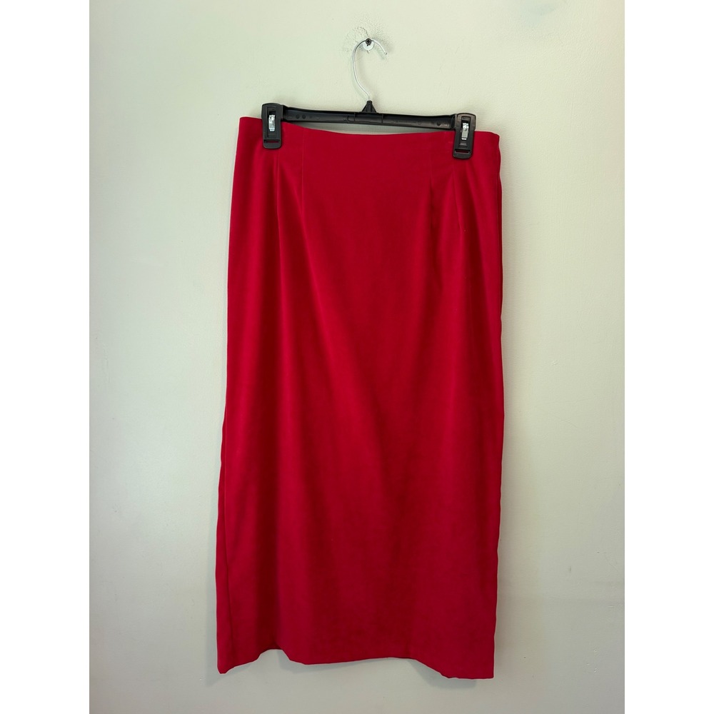 Briggs New York Red Midi Pencil Skirt Size 10 High Waist Stretch Career Office